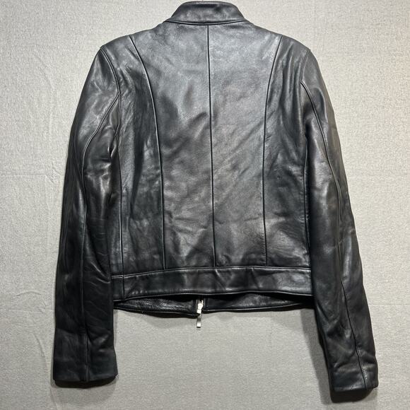 Vintage Y2K Zara Motorcycle Leather Jacket Black Womens Size 2XL Fits Smaller!! - Picture 3 of 15